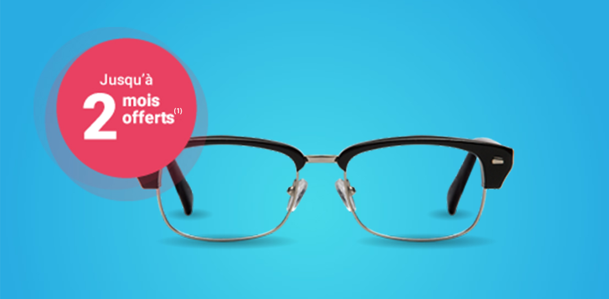 Paire de lunettes avec offre promo de 2 mois